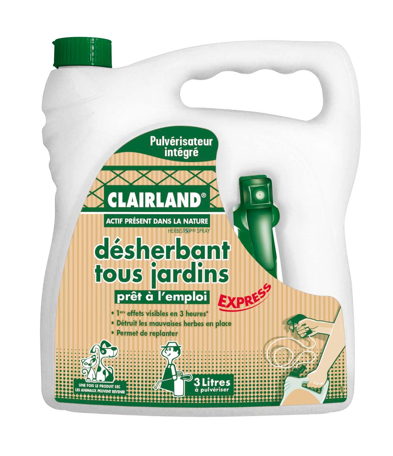 Désherbant Tous Jardins à pulvériser prêt à l'emploi 3L - CLAIRLAND