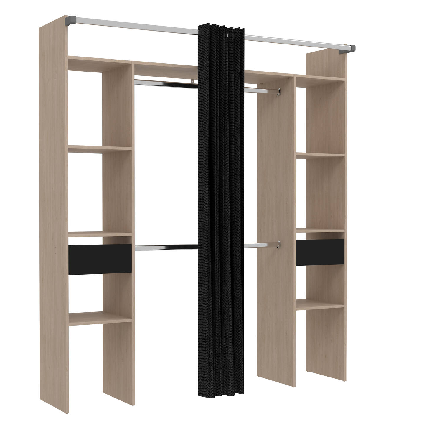 Dressing à rideau Corto L176xH200xP48cm Chêne clair - EKIPA