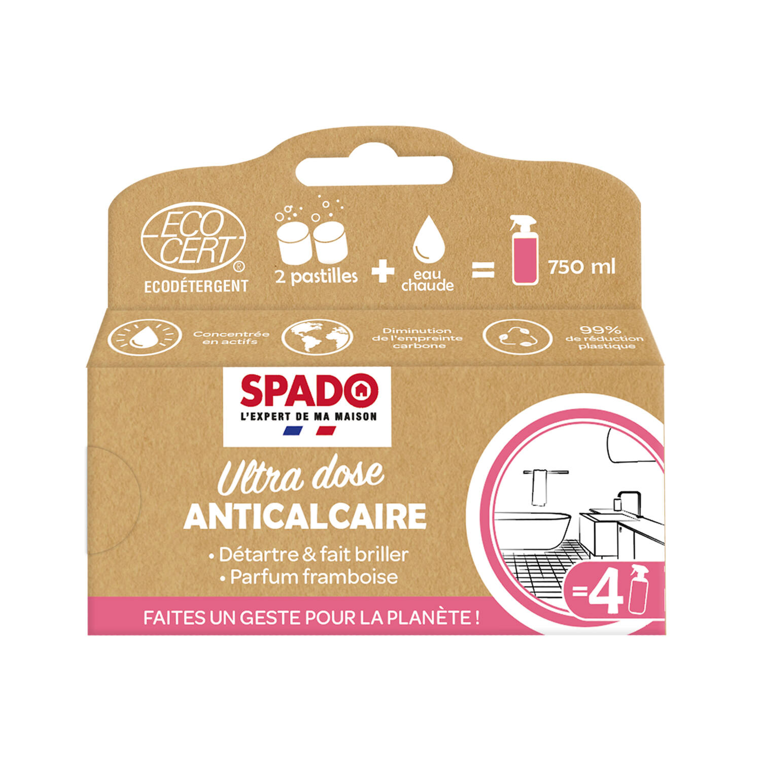 8 pastilles anti-calcaire framboise Ultra Dose 8 g - SPADO