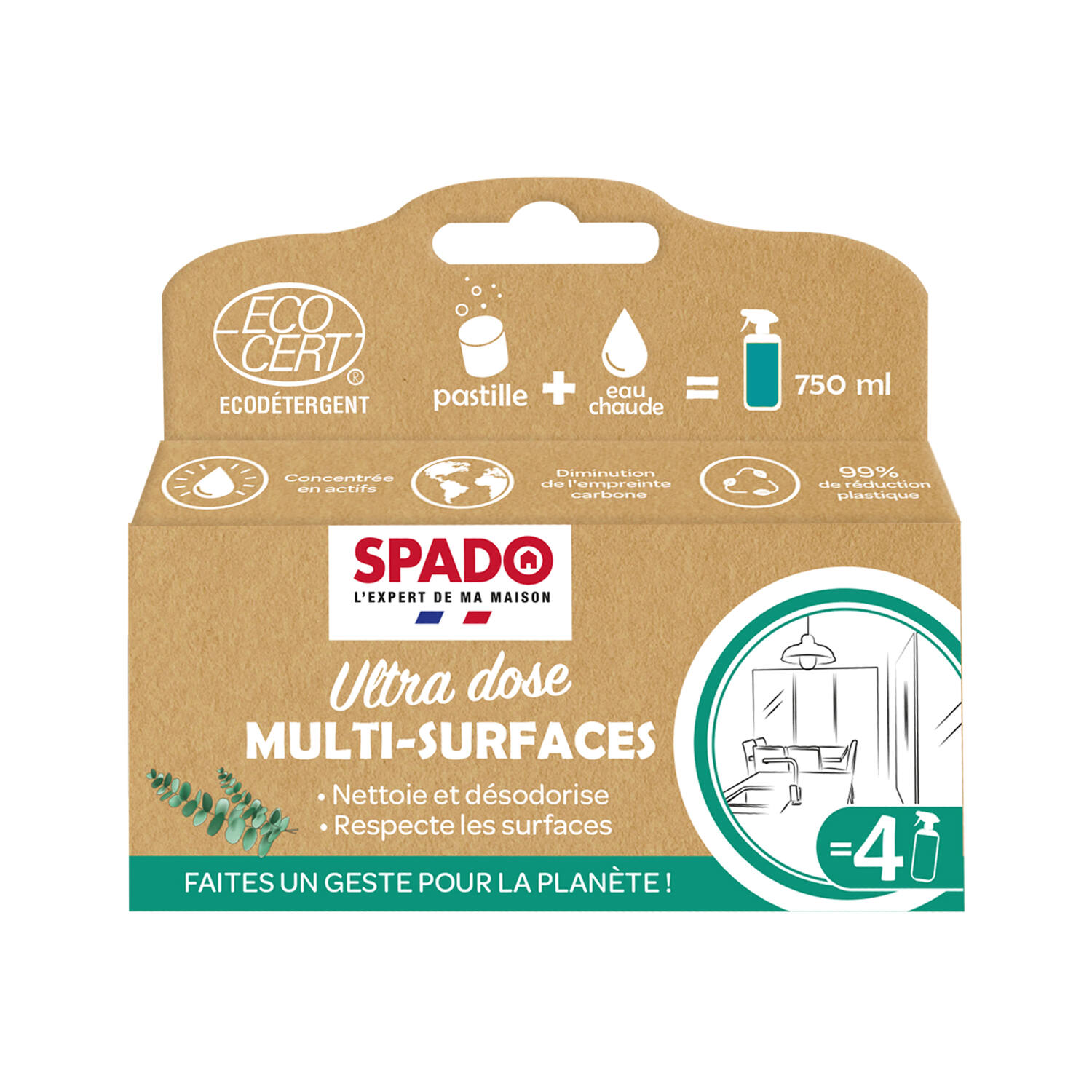 4 pastilles Nettoyant Multi-surfaces Menthe Ultra Dose 8 g - SPADO