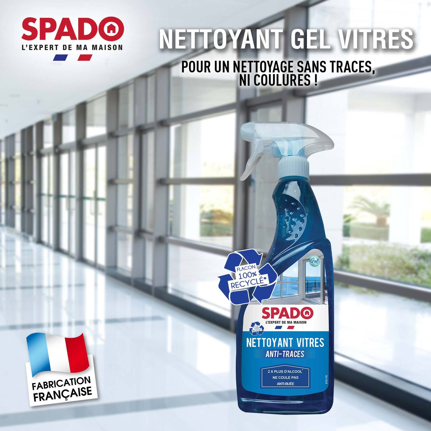 Nettoyant vitres anti-traces gel 750 mL - SPADO