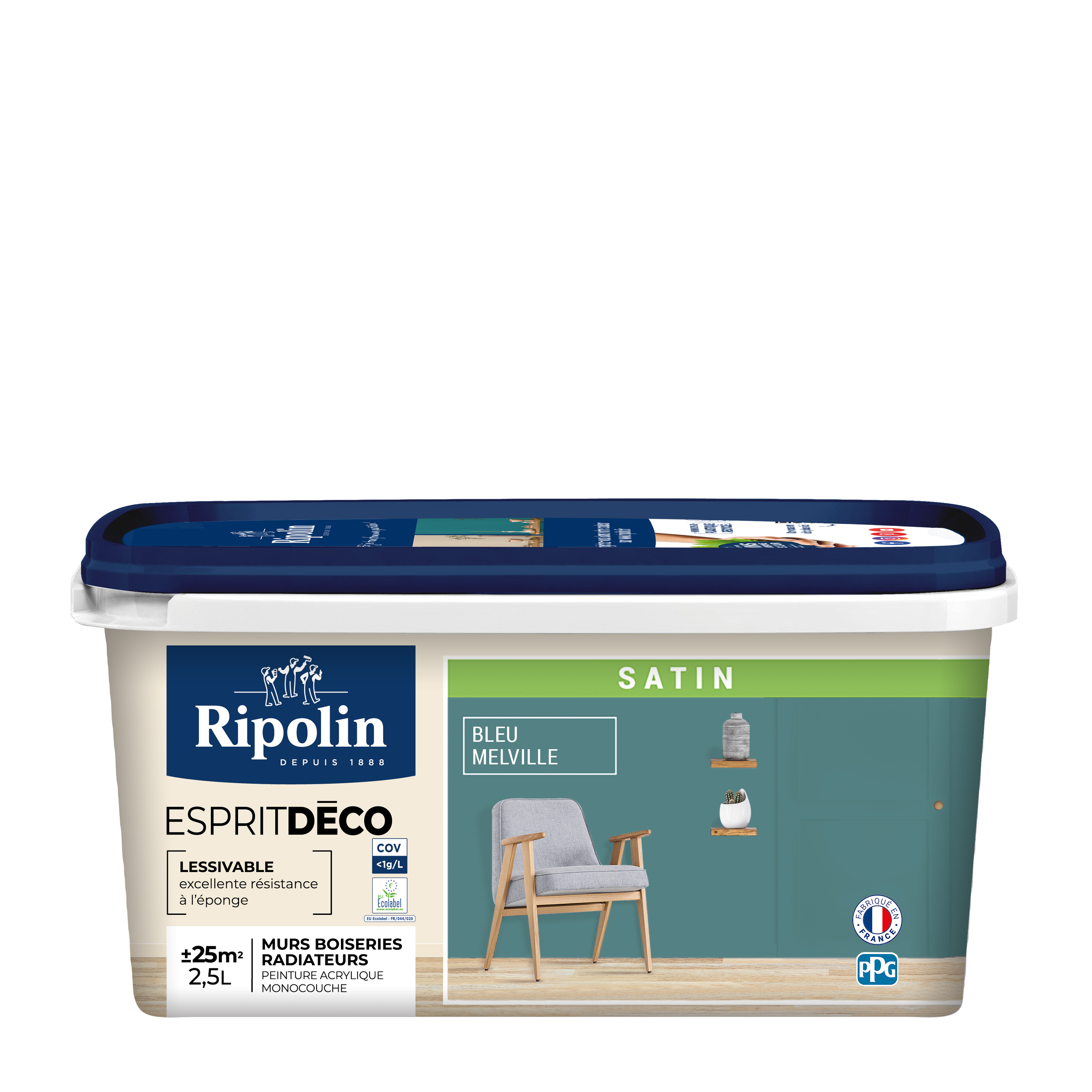 Peinture esprit-déco 2,5 l bleu melville satin