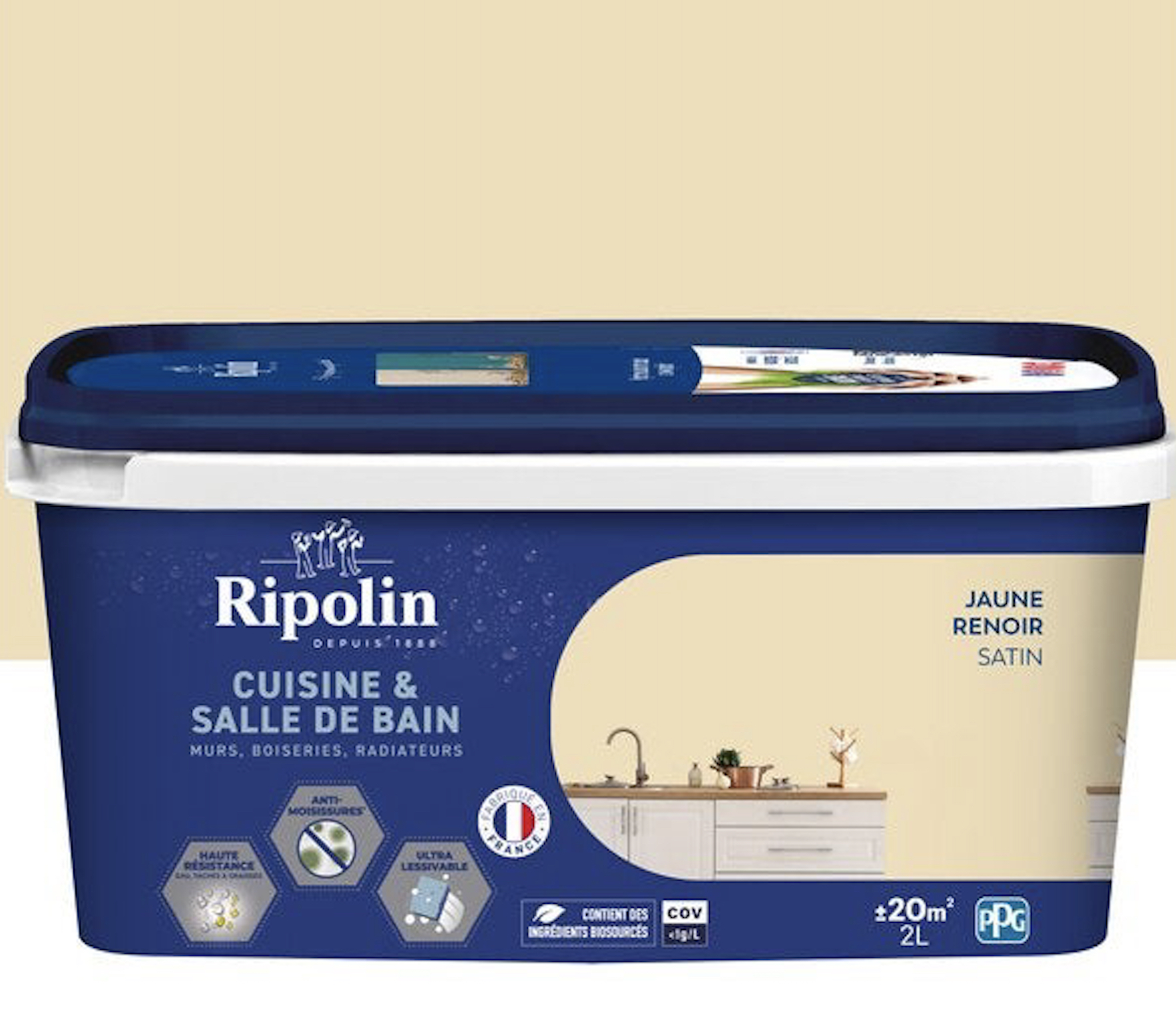 Peinture cuisine/bain 2 l jaune renoir satin