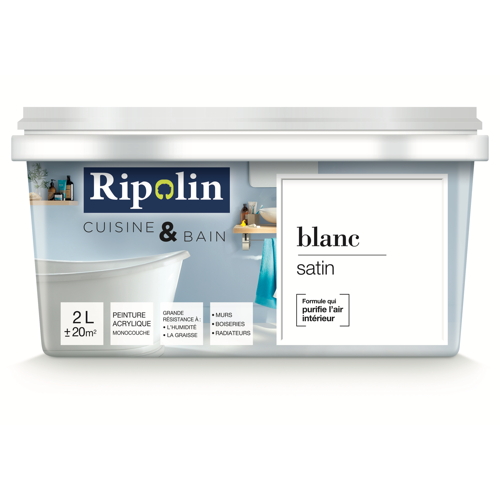Peinture Cuisine et Bain blanc 2L - RIPOLIN