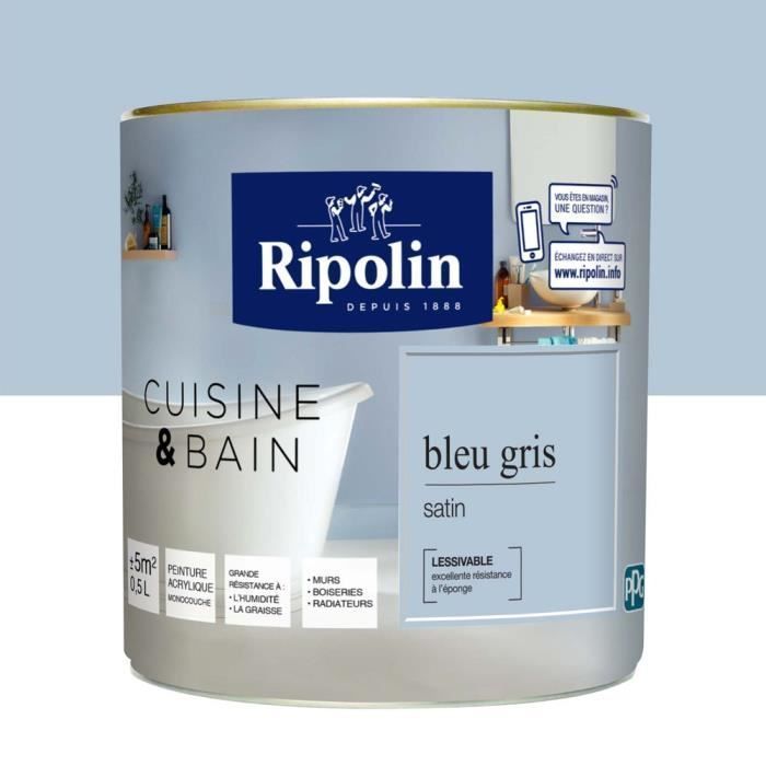 Peinture Cuisine et Bain 0,5L bleu gris