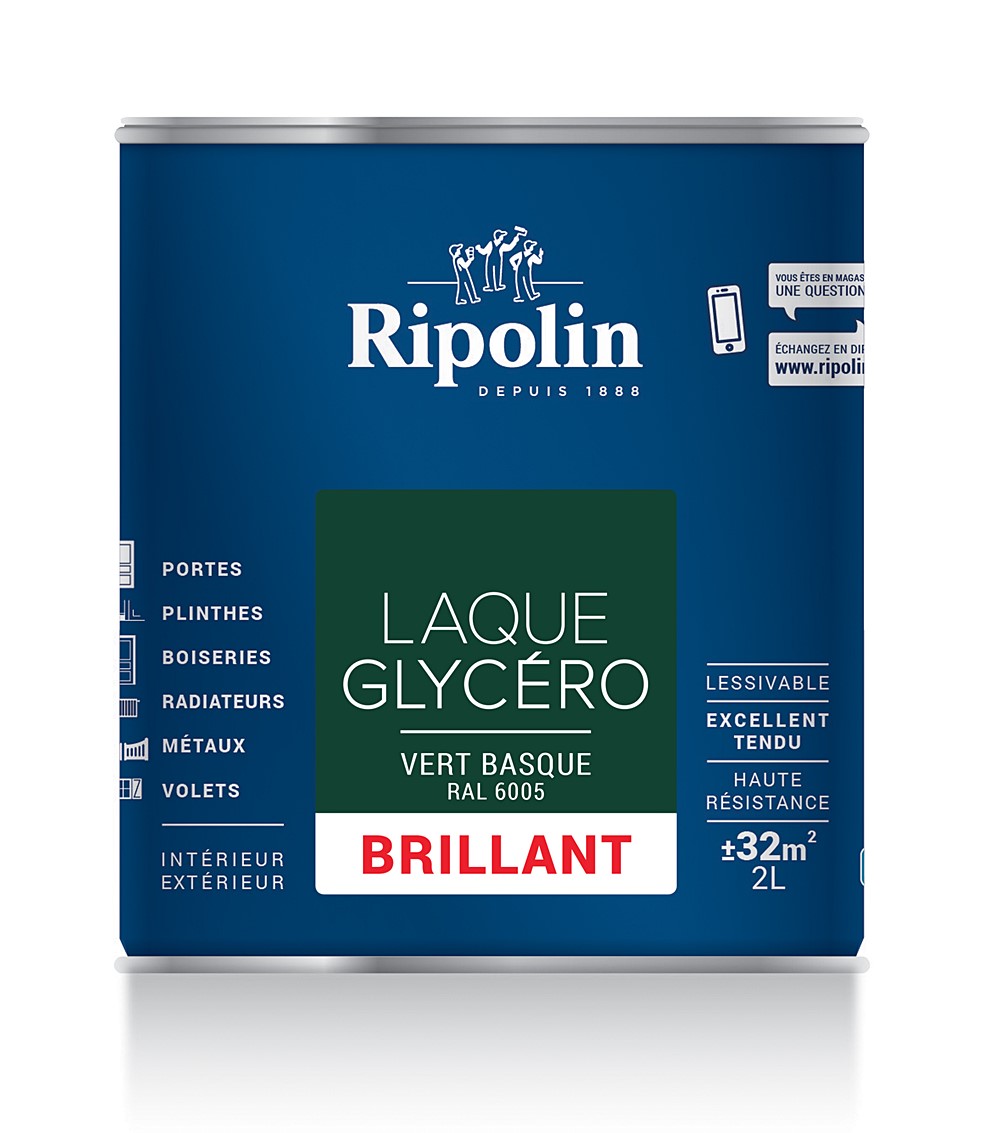 Laque Glycero Vert Basque Ral6005 Brillant 2L - RIPOLIN