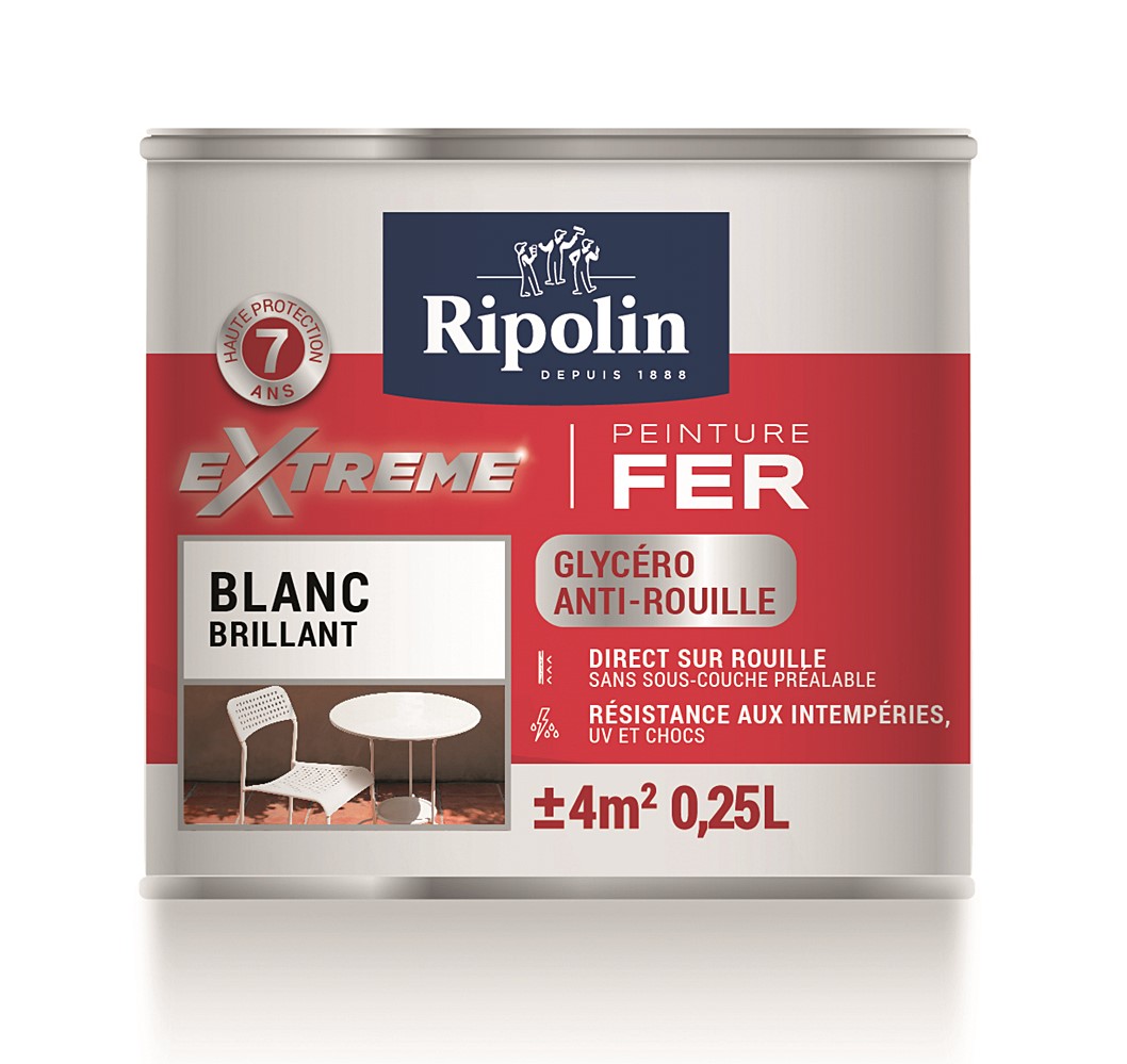 Peinture Extrême fer 0,25L brillant blanc RIPOLIN