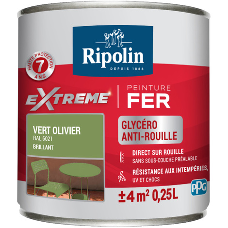 Peinture Extrême fer 0,25L brillant vert olivier RIPOLIN