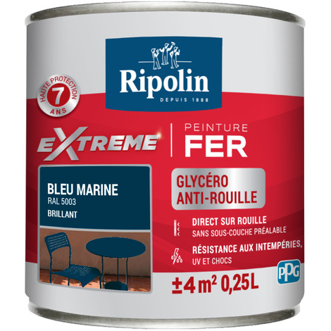 Peinture Extrême fer 0,25L brillant bleu marine RIPOLIN