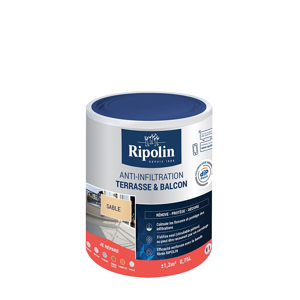 Anti-infiltrations terrasses & balcons sable 0,75 L - RIPOLIN