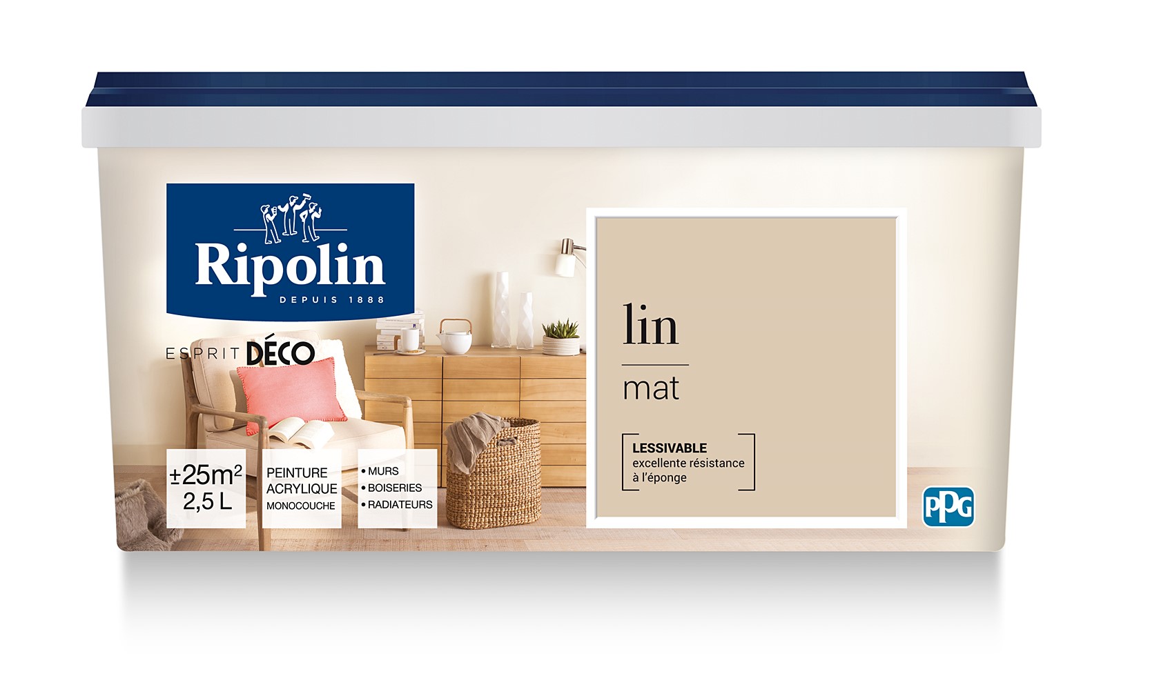 Peinture mat lin 2,5L - RIPOLIN