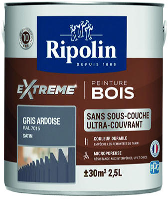 Peinture bois extrême 2,5 l gris ardoise satin