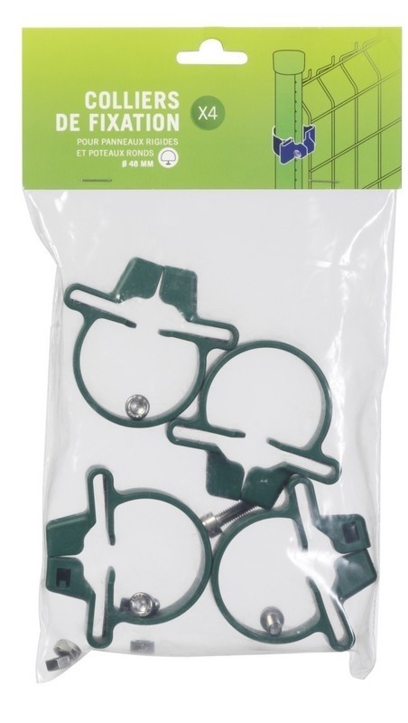 4 Colliers de Fixation Poteau Univers Ø48mm Gris 7016 - DIRICKX