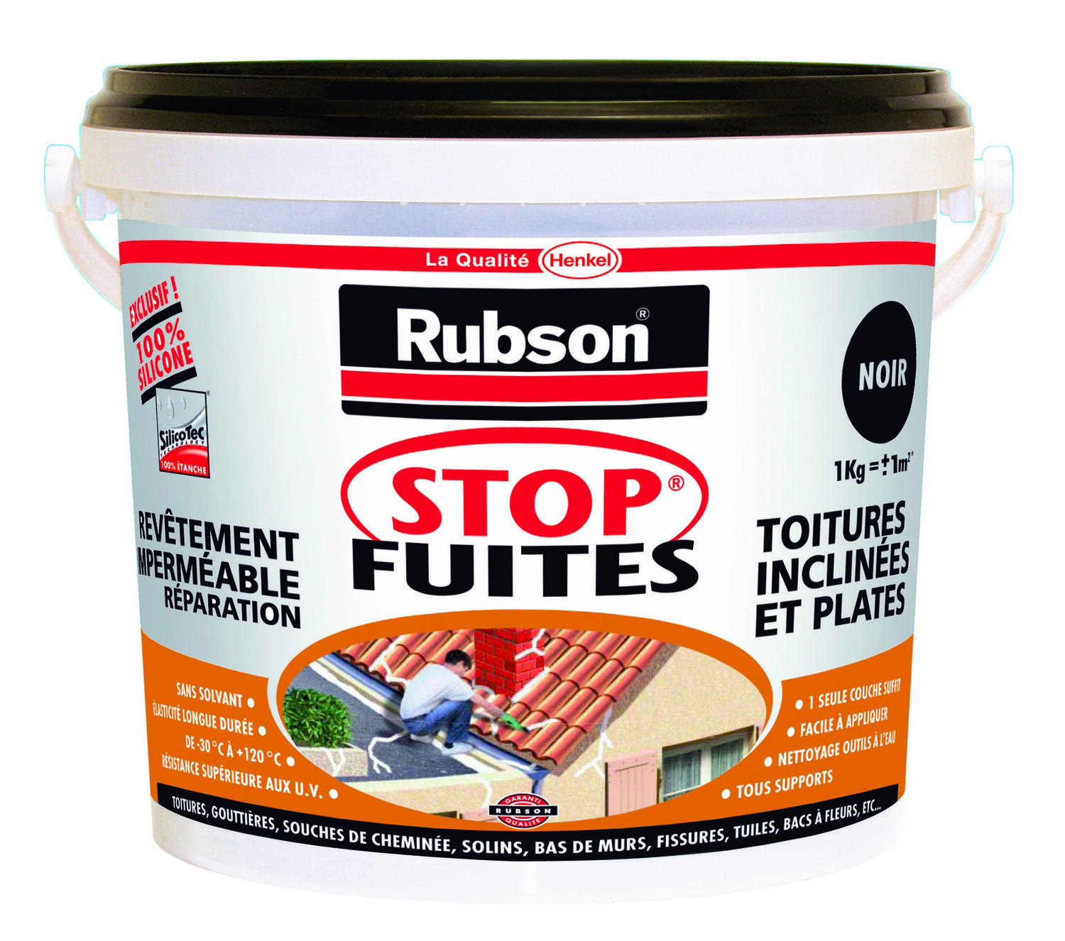 Anti-infiltrations Toutes Toitures 1 kg noir - RUBSON