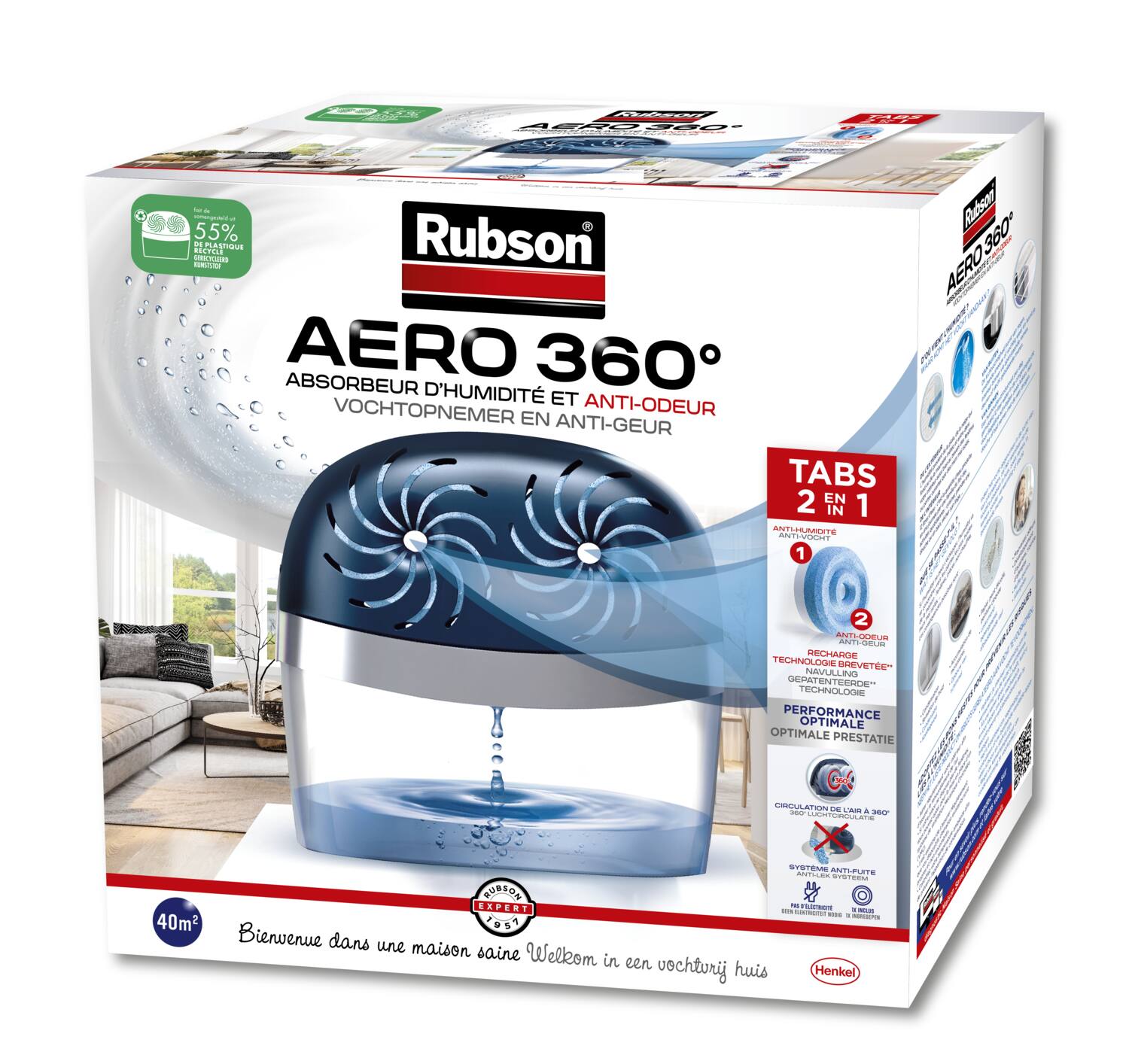 Absorbeur d'humidité Aero 360° 40m² - RUBSON