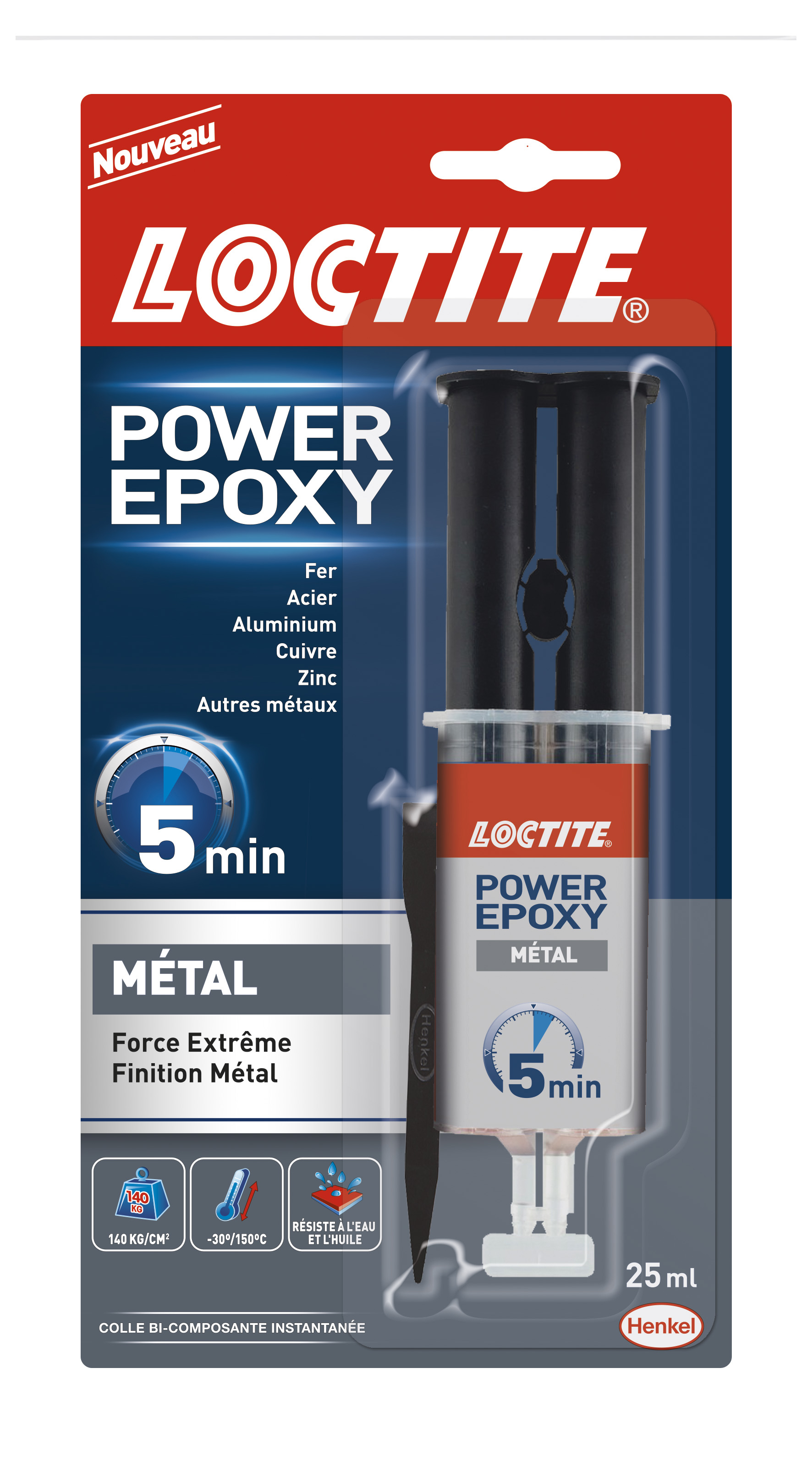 Colle Epoxy Métal 5 min Seringue 25ml - LOCTITE