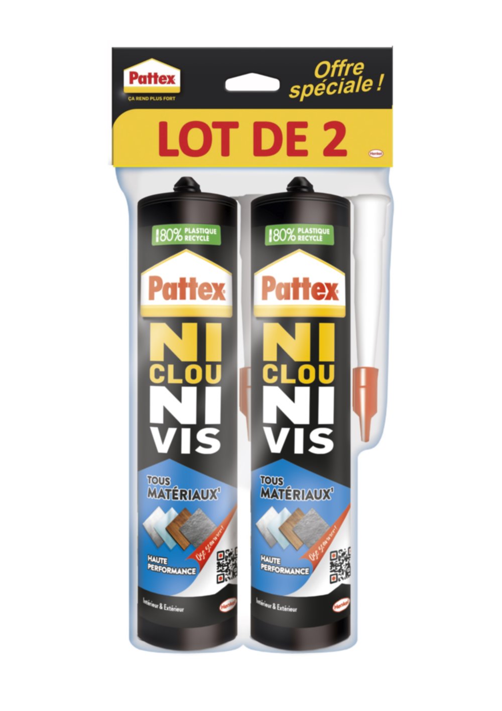 2 colles Ni Clou Ni Vis Tous Matériaux 450gr - PATTEX