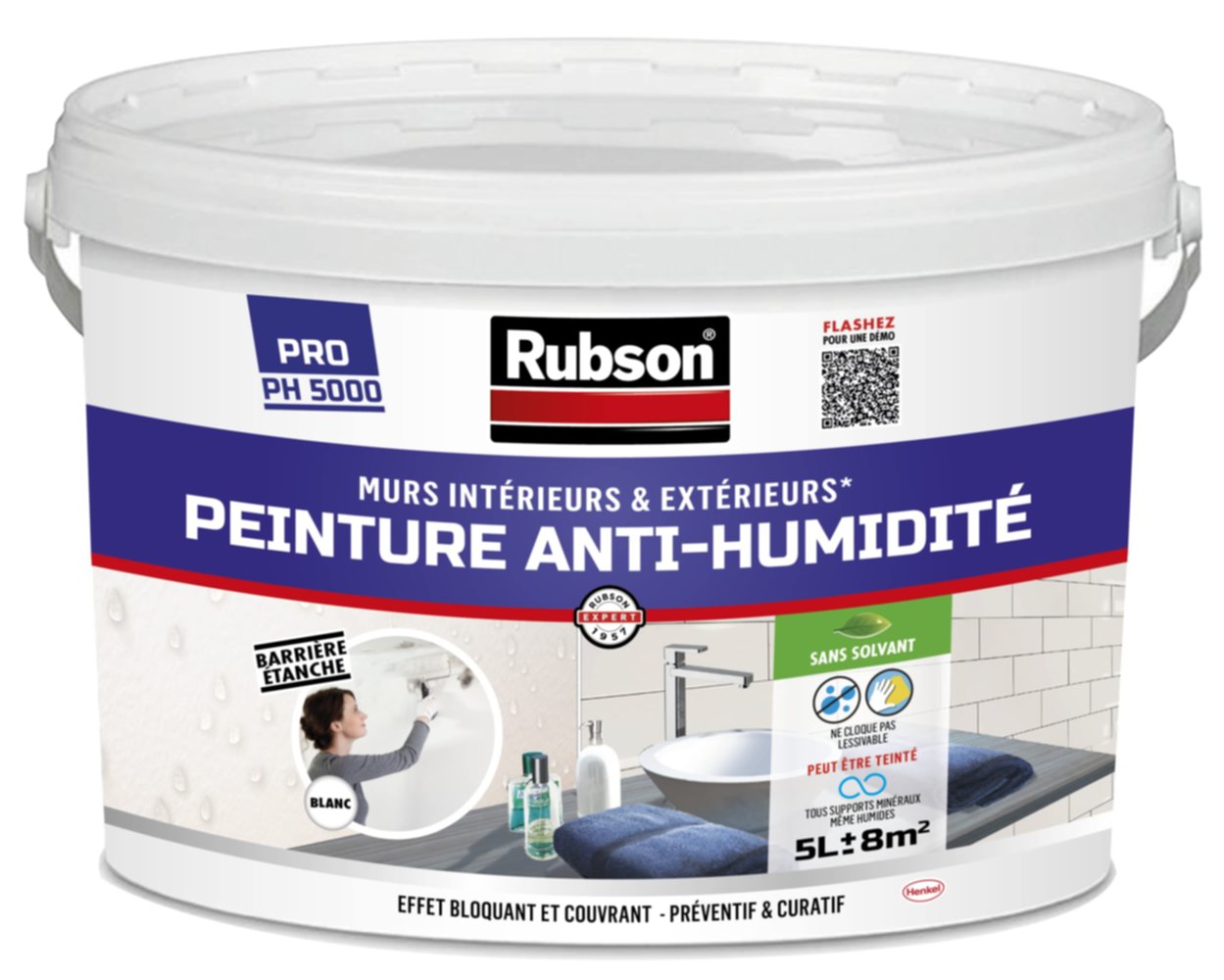 Peinture Anti-Humidité 5L blanc - RUBSON