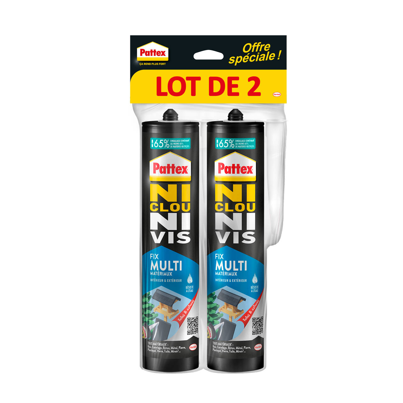 2 Colles Fixation Ni Clou Ni Vis Fix Multi-Matériaux 450gr - PATTEX