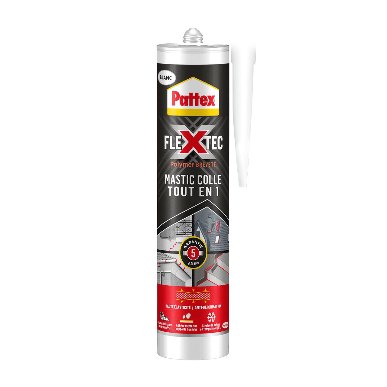 Mastic colle tout en 1 blanc 389g Flextec - PATTEX