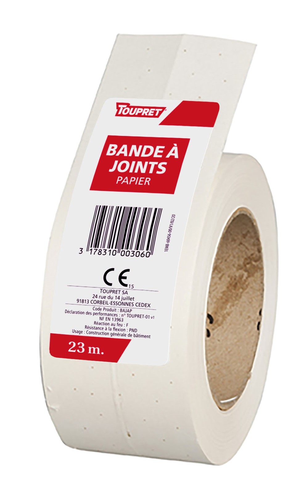 Bandes à Joints Papier Blanc 5cmx23m - TOUPRET