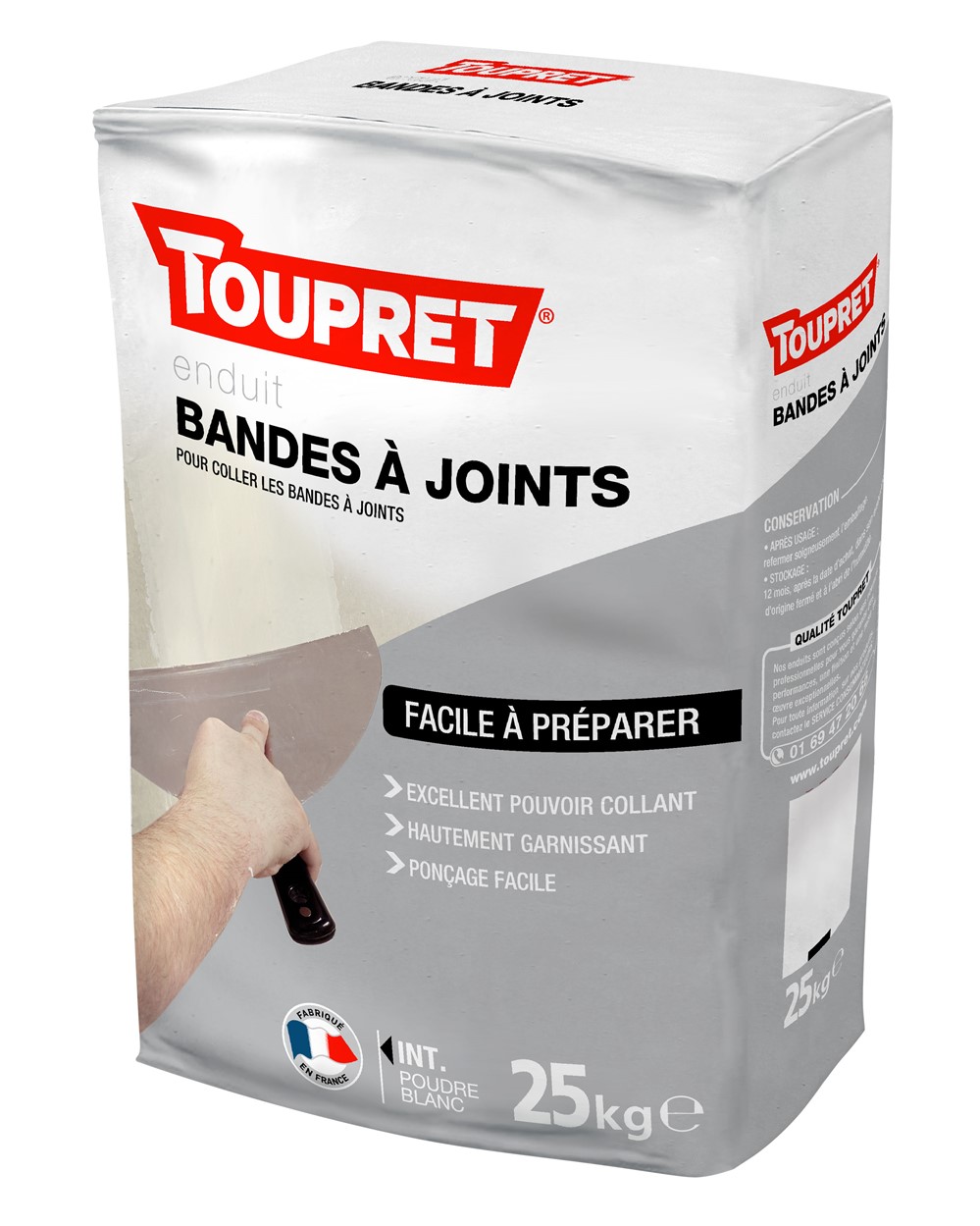 Enduit Poudre Bandes à Joints Blanc 25kg - TOUPRET