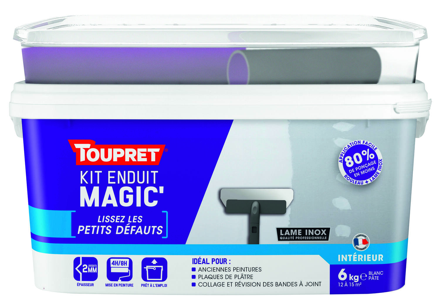 Kit enduit à lisser Magic' 6kg avec rouleau et lame - TOUPRET