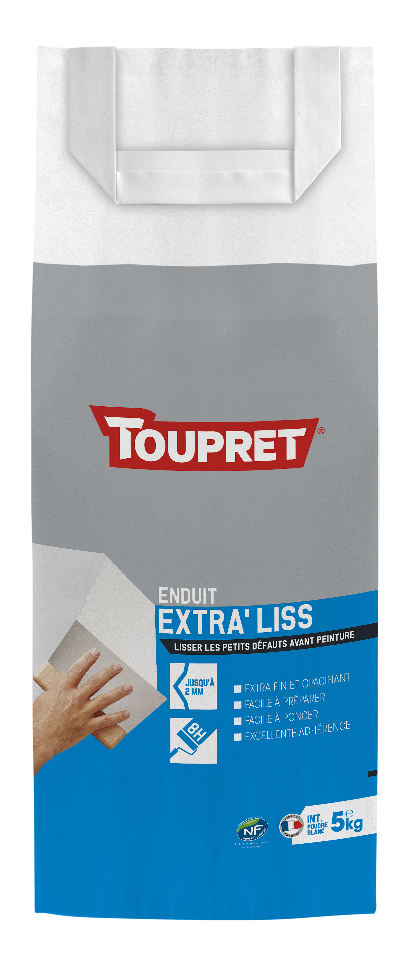Enduit de lissage intérieur Extra' Liss poudre 5 kg blanc - TOUPRET