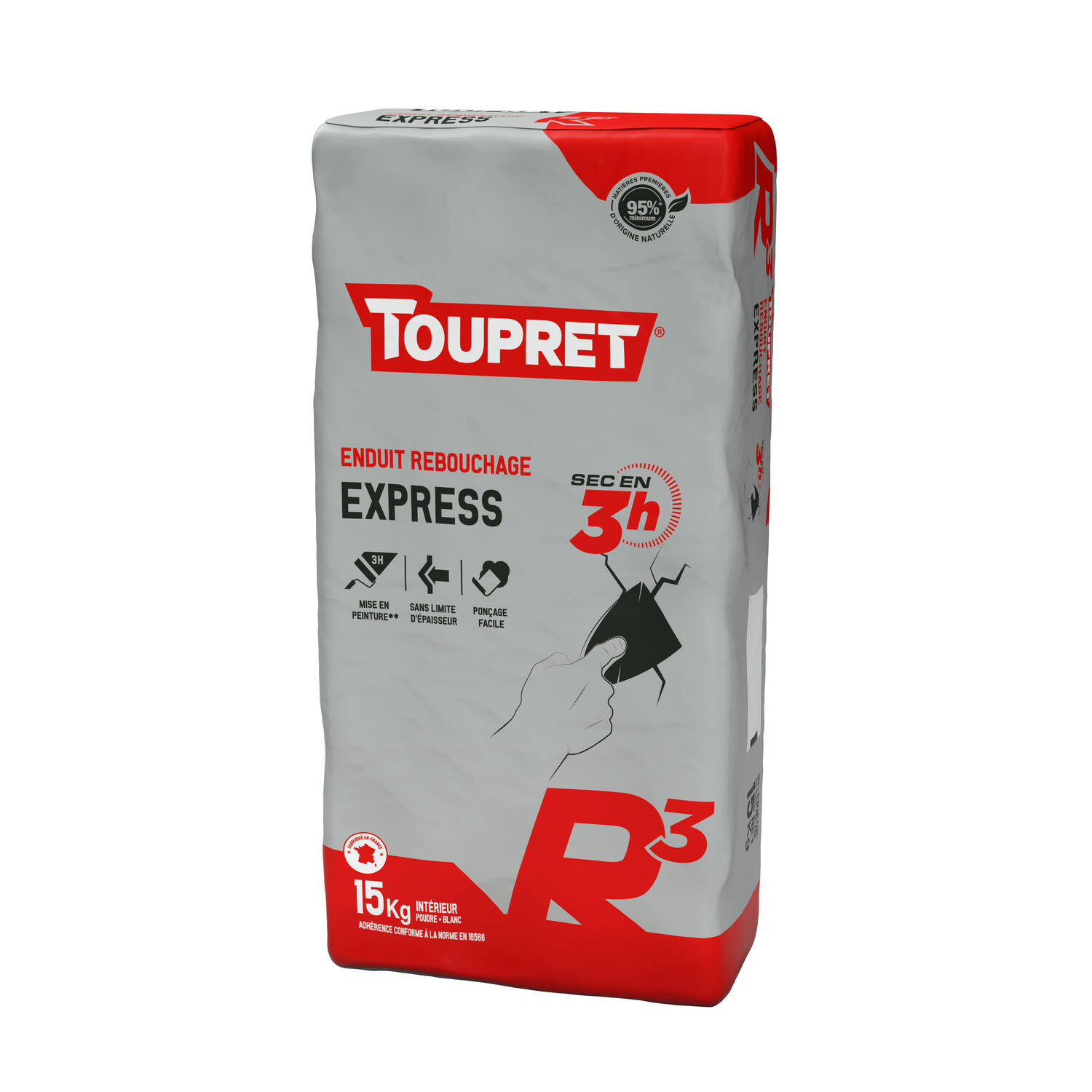 Enduit rebouchage express intérieur blanc 15kg - TOUPRET