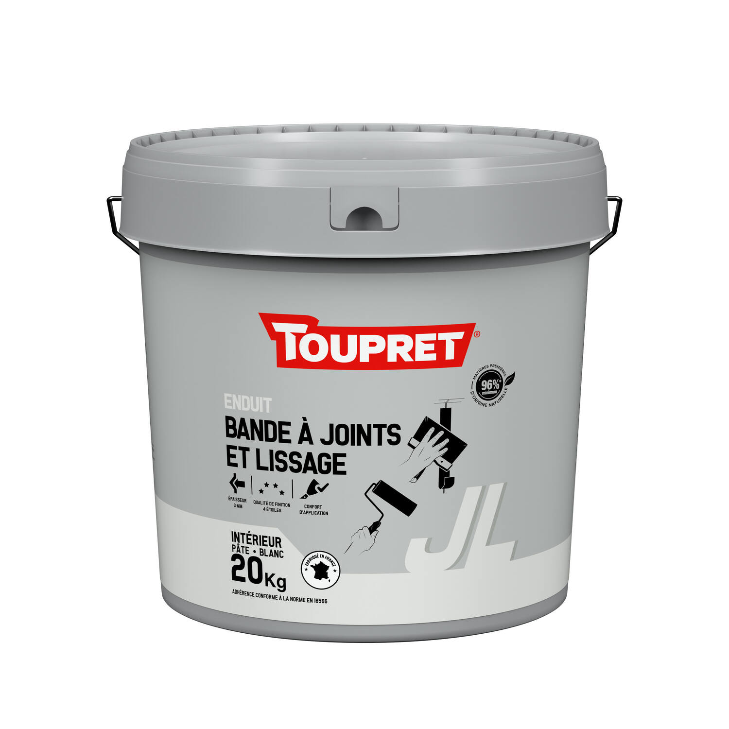Enduit bande à joints et lissage intérieur blanc 20kg - TOUPRET