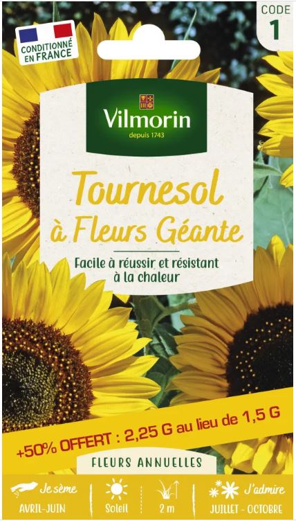 Semence de Tournesol à fleur géante + 50% offerts