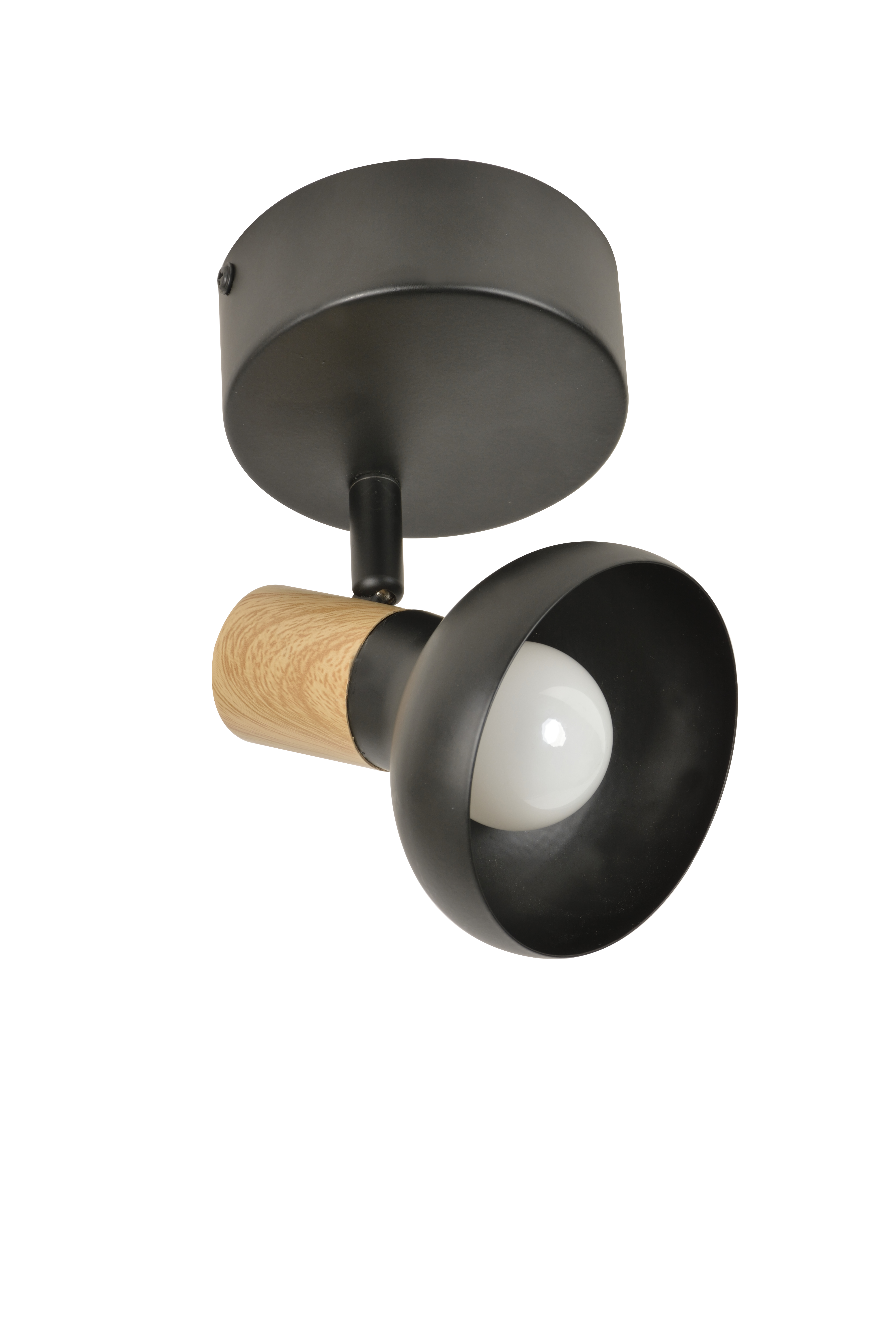 Spot 1 lumière métal effet bois Alvar noir - COREP