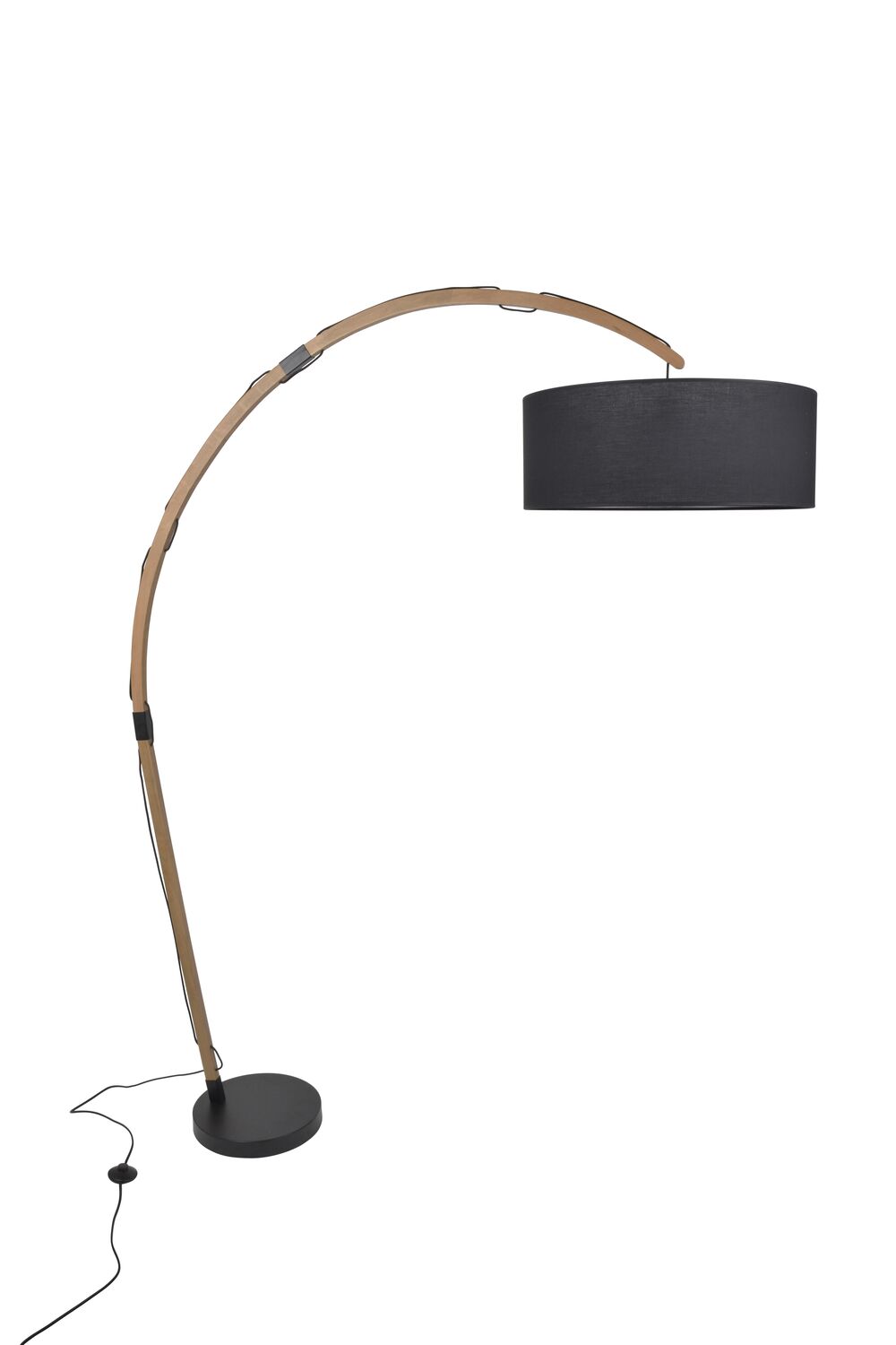 Lampadaire bois noir mat/naturel edgar