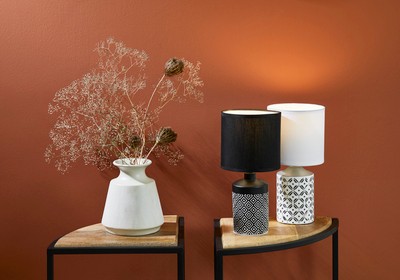 Lampe céramique noir/blanc meknes d13cm