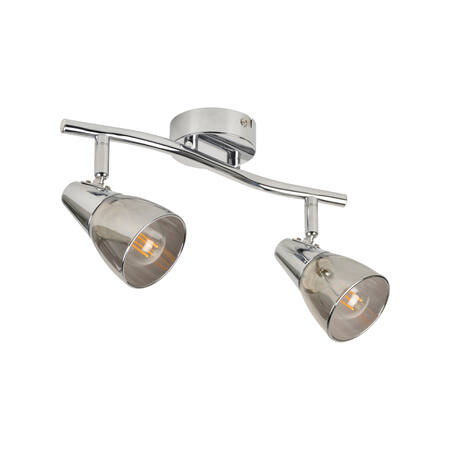 Spot 2 Lumières Jasper Verre et Métal Aluminium Brillant/Fumé - COREP