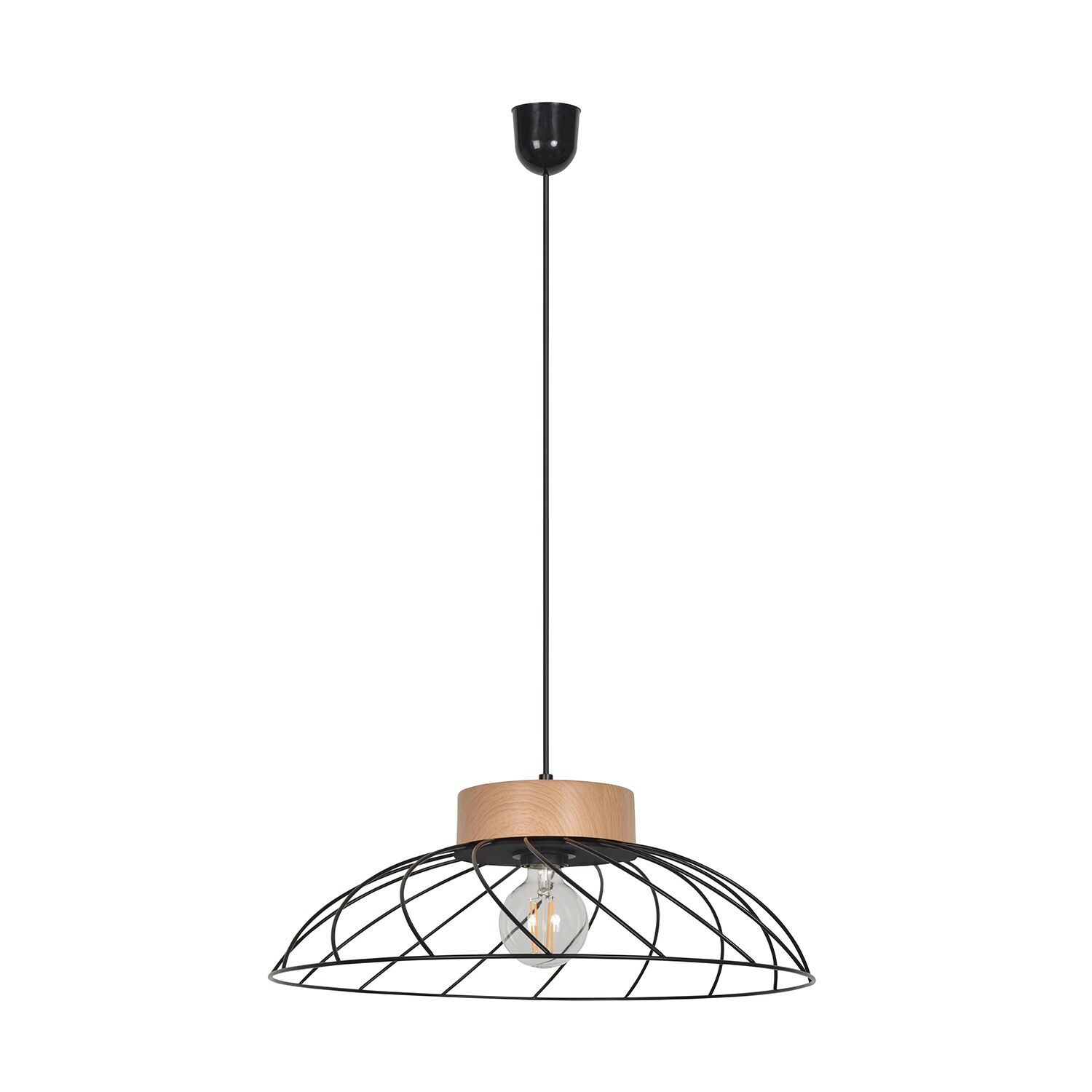 Suspension conique Kento Métal filaire Noir/Naturel Ø48cm - COREP