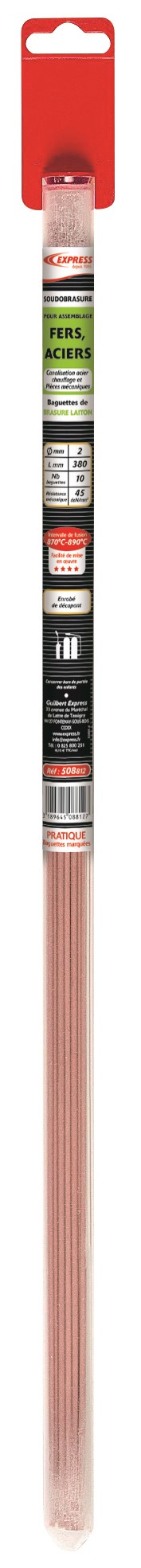 Brasure laiton enrobe flux - d2 mm - 10 bag 380mm