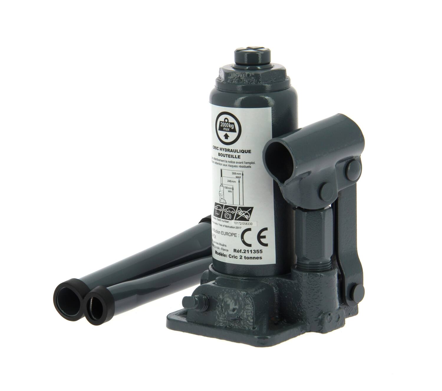 Cric hydraulique bouteille 2T - PRECISION STEEL