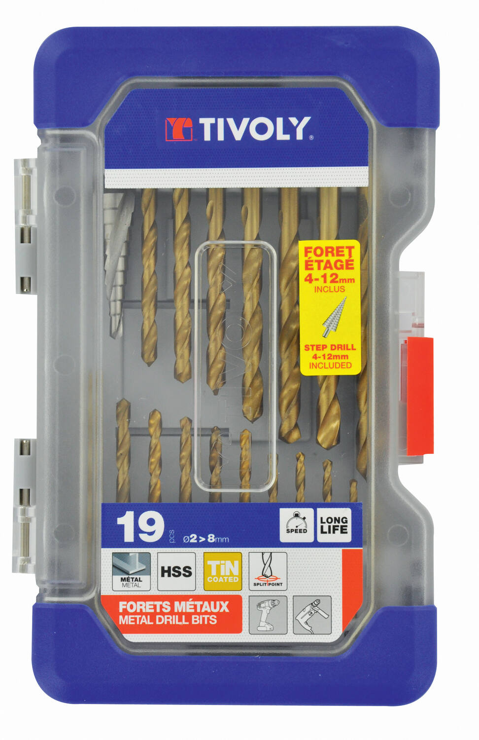 Coffret forets à métaux acier HSS titane, 17 pièces - TIVOLY