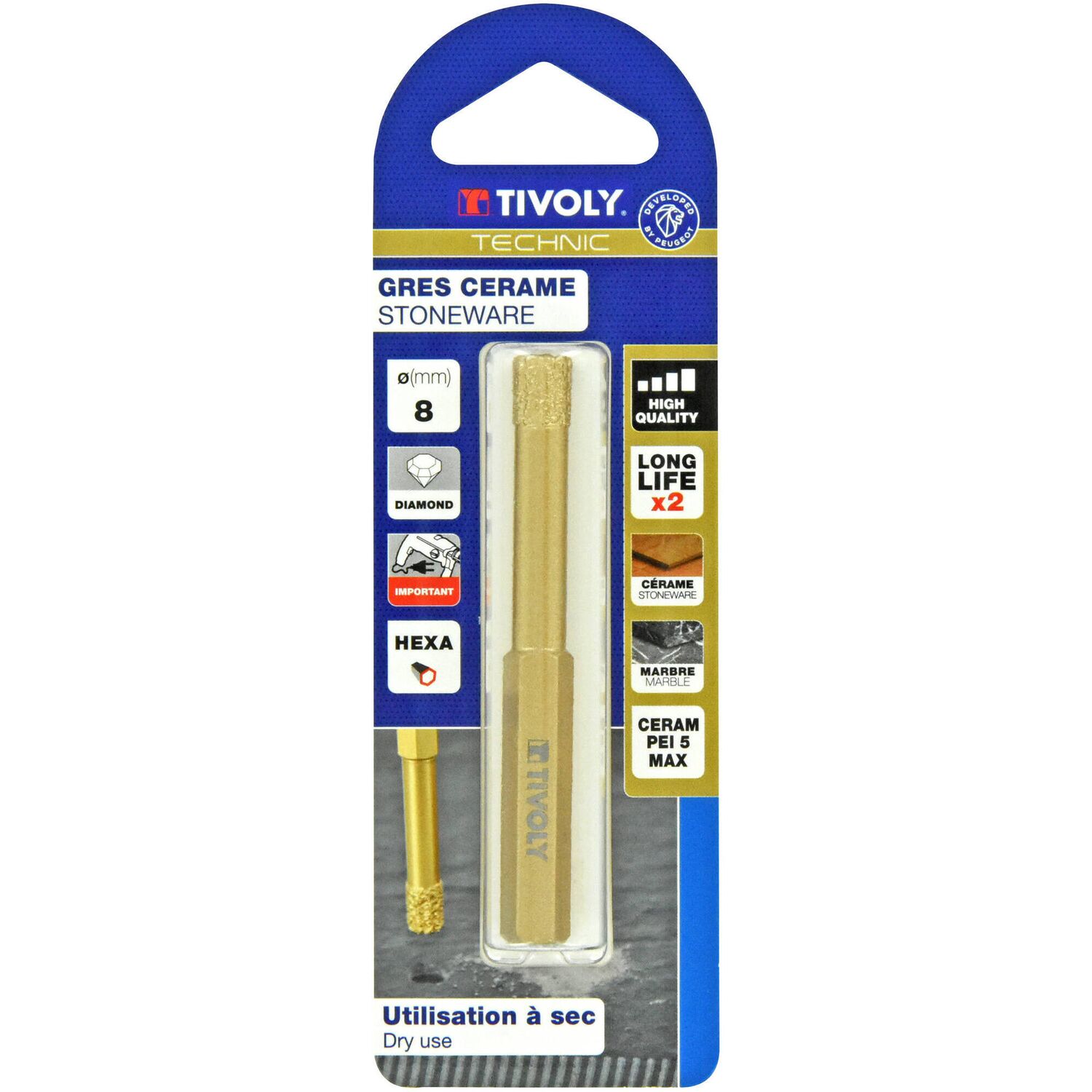 Technic Foret diamant à sec ø8 queue hexagonale