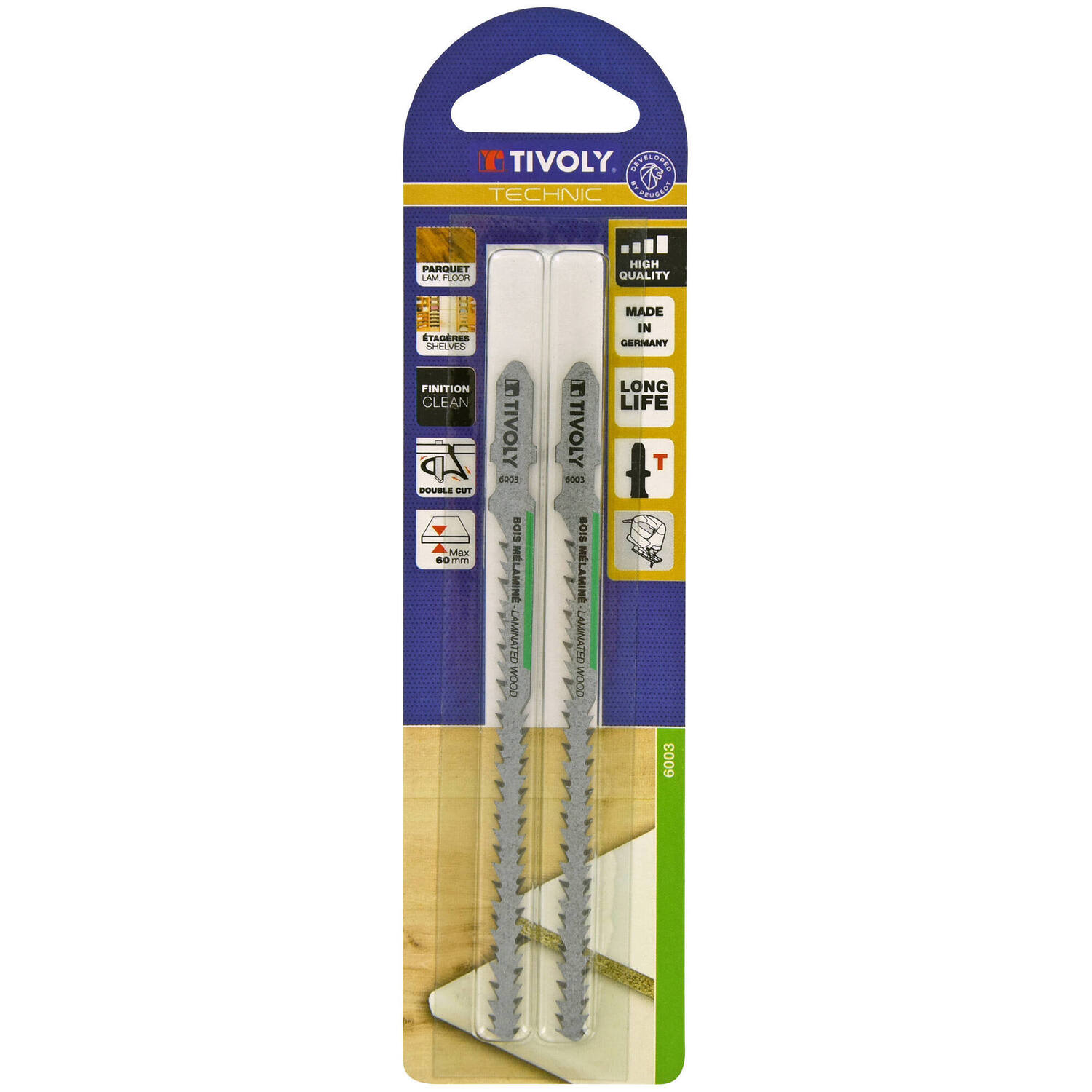 Lame de scie sauteuse T double denture pour bois mélaminé 115 mm - TIVOLY