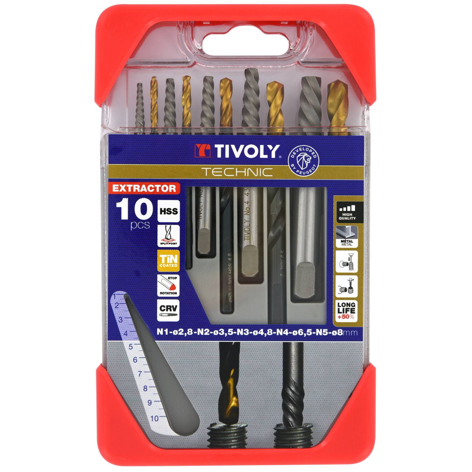 Extracteur goujon et foret coffret 10 pcs - TIVOLY