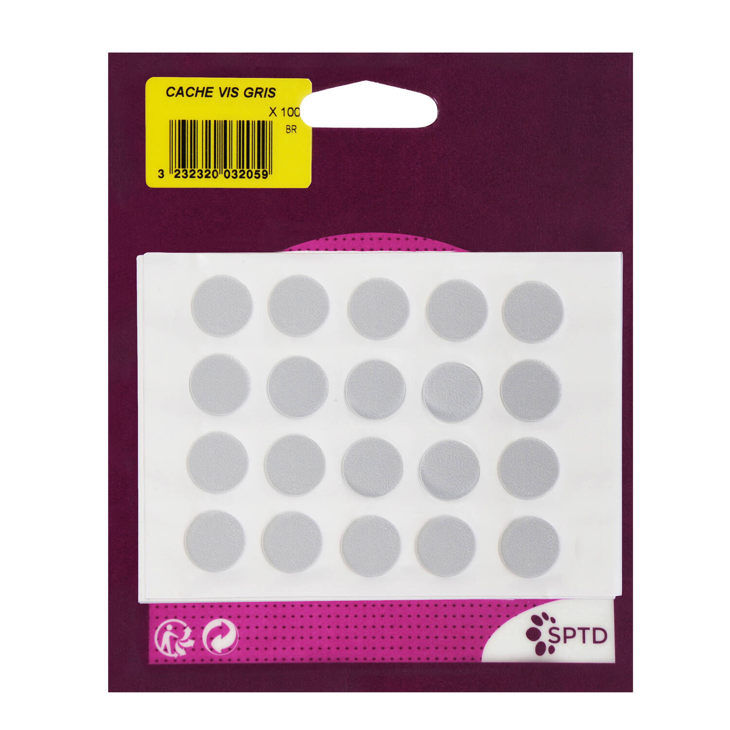 Cache vis gris moyen x100 sk - SPTD