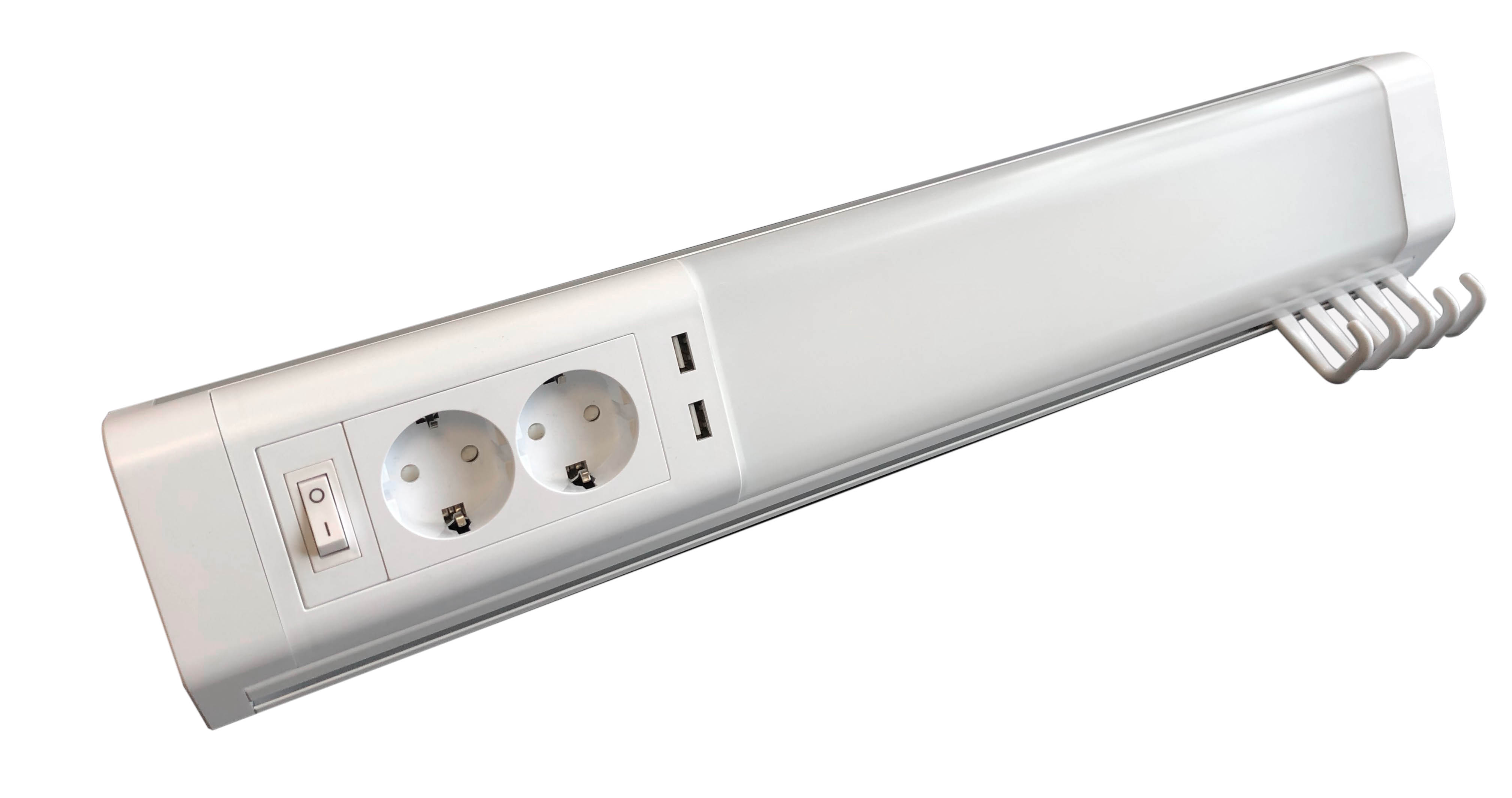 Applique led 11w 1000lm+2 prises&usb blanc