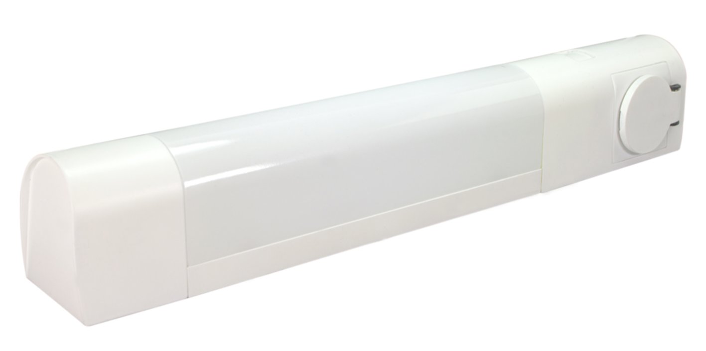 Applique pour tube s19 13w max+prise ip21 blanc