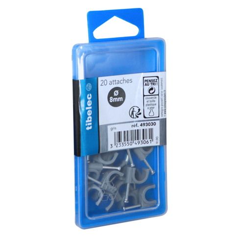 Attaches rondes à clou Ø 8 mm grises 20 pcs