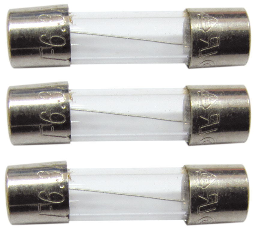 3 fusibles verre 5x20mm 6,3a. - TIBELEC