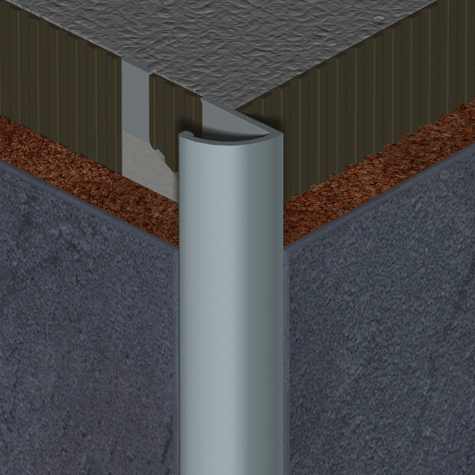 Quart de Rond Ouvert Alu Titane Brossé H.10mm 2,5m - DINAC