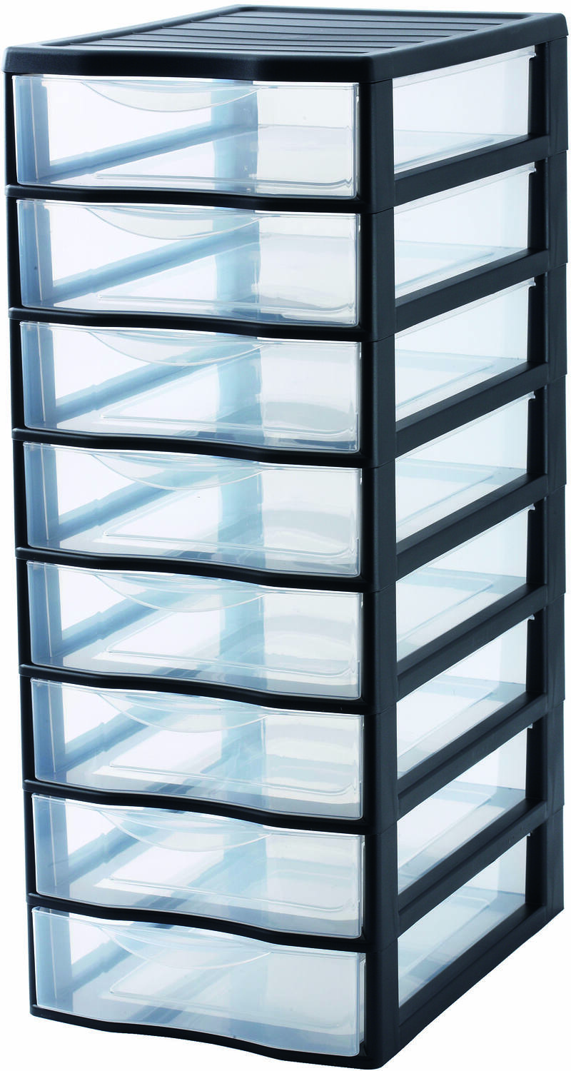 Tour de rangement Orgamix 8 tiroirs noir - SUNDIS