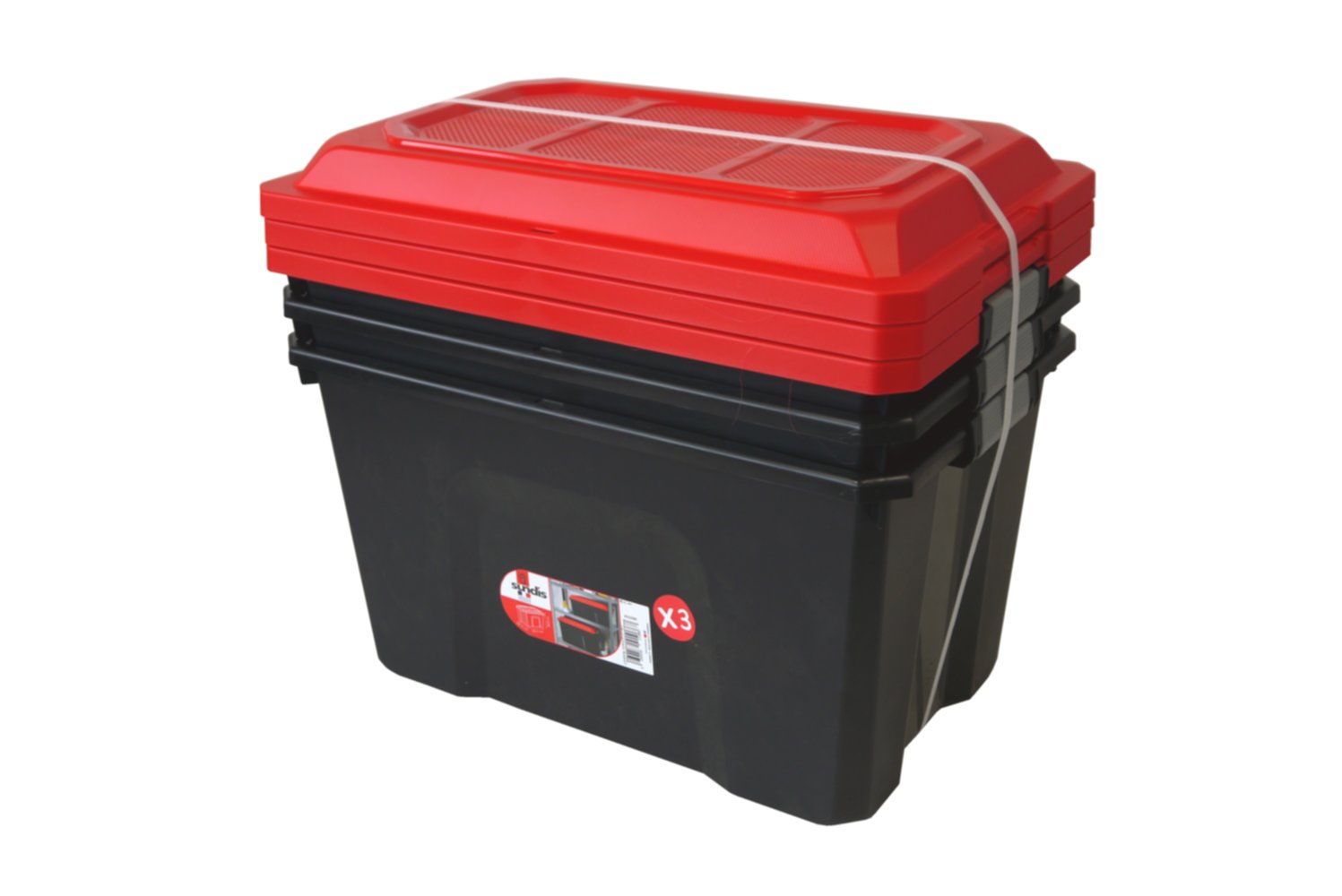 3 bacs de rangement Locker 60L noir - SUNDIS